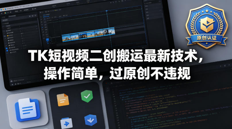 TK短视频二创搬运最新技术，操作简单，过原创不违规-蓝海云网创