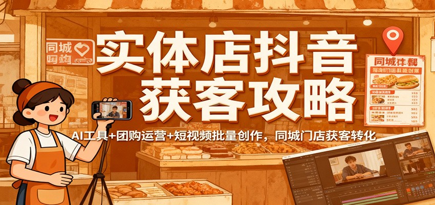 实体店抖音获客攻略:AI工具+团购运营+短视频批量创作,同城门店获客转化-蓝海云网创