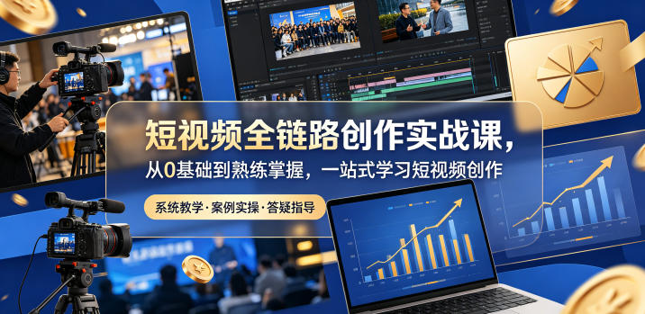 短视频全链路创作实战课，从0基础到熟练掌握，一站式学习短视频创作-蓝海云网创