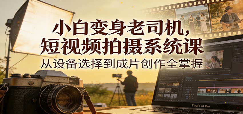 小白变身老司机，短视频拍摄系统课，从设备选择到成片创作全掌握-蓝海云网创