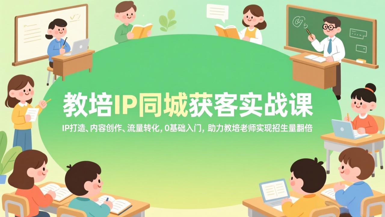 教培IP同城获客实战课，IP打造、内容创作、流量转化，0基础入门，助力教培老师实现招生量翻倍-蓝海云网创