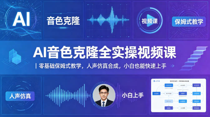 AI音色克隆全实操视频课｜零基础保姆式教学，人声仿真合成，小白也能快速上手-蓝海云网创