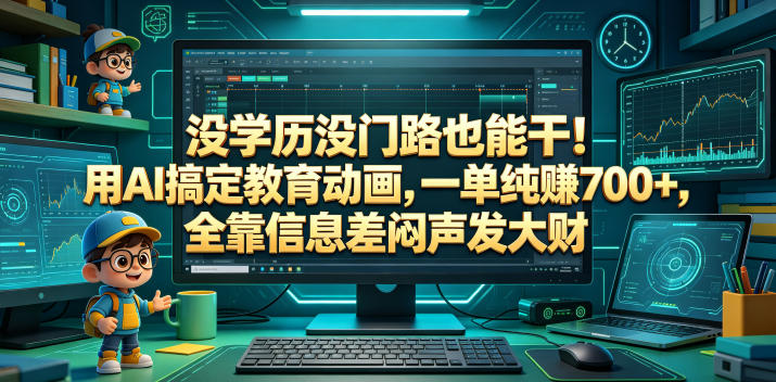 没学历没门路也能干！用AI搞定教育动画，一单纯賺700+，全靠信息差闷声发大财【揭秘】-蓝海云网创