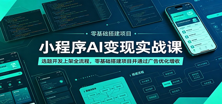 小程序AI变现实战课：选题开发上架全流程，零基础搭建项目并通过广告优化增收-蓝海云网创