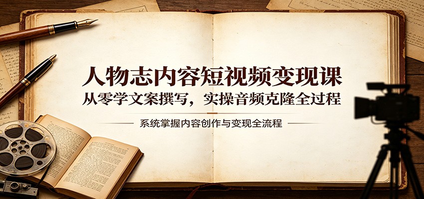 人物志内容短视频变现课：从零学文案撰写，实操音频克隆全过程-蓝海云网创