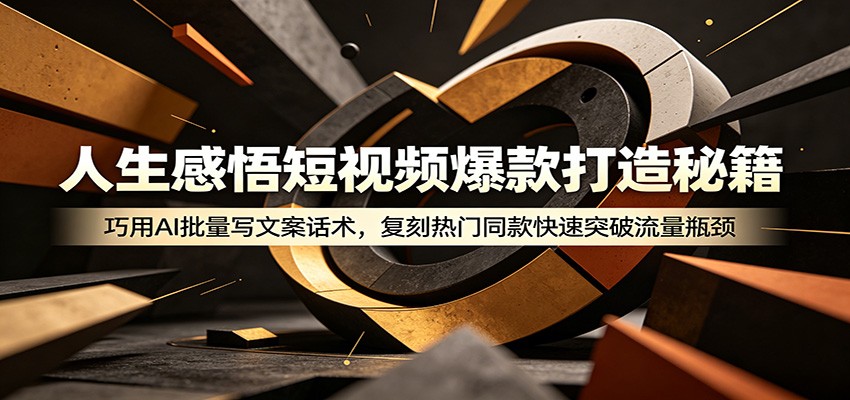 人生感悟短视频爆款打造秘籍：巧用A 批量写文案话术，复刻热门同款快速突破流量瓶颈-蓝海云网创
