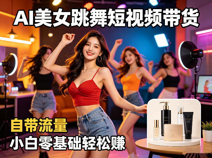 AI美女跳舞短视频带货：自带流量，小白零基础轻松賺，详细拆解-蓝海云网创