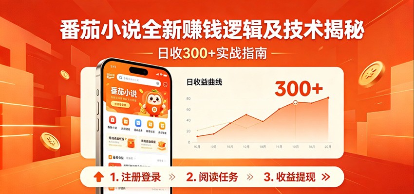 番茄小说全新赚钱逻辑及技术日收300+，小白新书皆可做！无脑赚就行了！-蓝海云网创