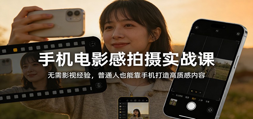 手机电影感拍摄实战课：无需影视经验，普通人也能靠手机打造高质感内容-蓝海云网创