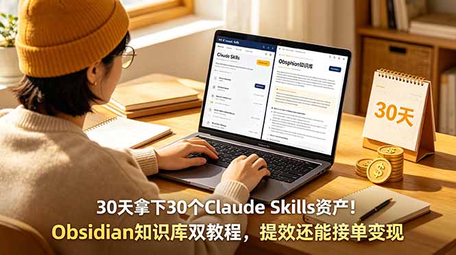 30天拿下30个Claude Skills资产！Obsidian知识库双教程，提效还能接单变现-蓝海云网创