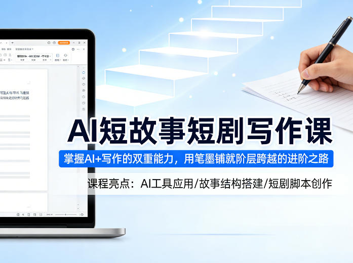 AI短故事短剧写作课，掌握AI+写作的双重能力，用笔墨铺就阶层跨越的进阶之路-蓝海云网创