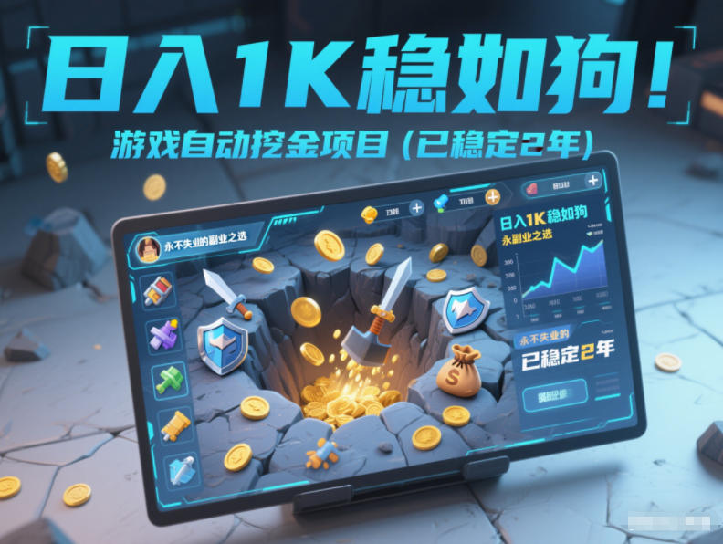 日入1K稳如狗！游戏自动挖金项目(已稳定2年)，永不失业的副业之选【揭秘】-蓝海云网创