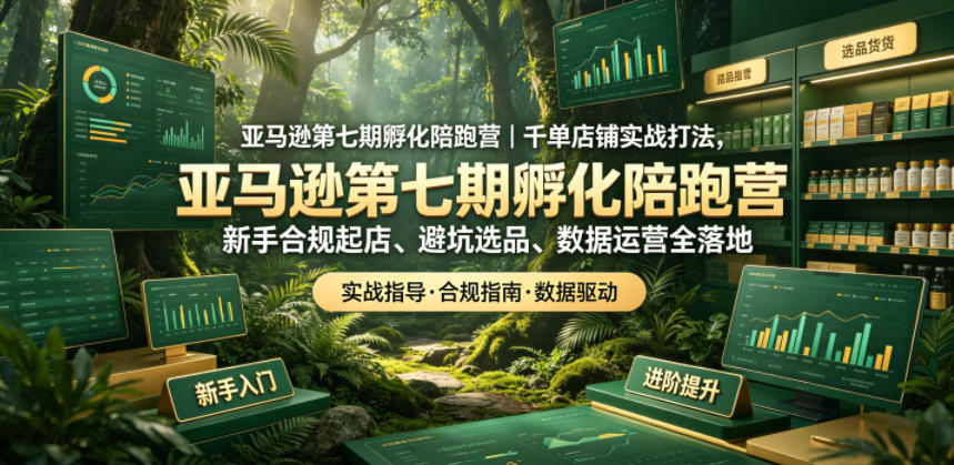 亚马逊第七期孵化陪跑营｜千单店铺实战打法，新手合规起店、避坑选品、数据运营全落地-蓝海云网创
