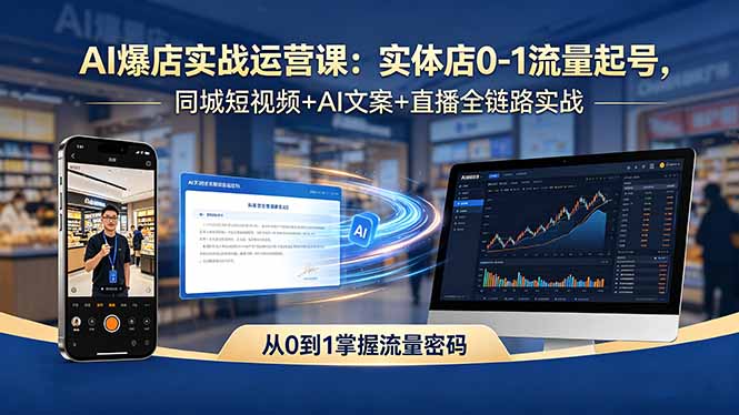 AI爆店实战运营课：实体店0-1流量起号，同城短视频+AI文案+直播全链路实战-蓝海云网创