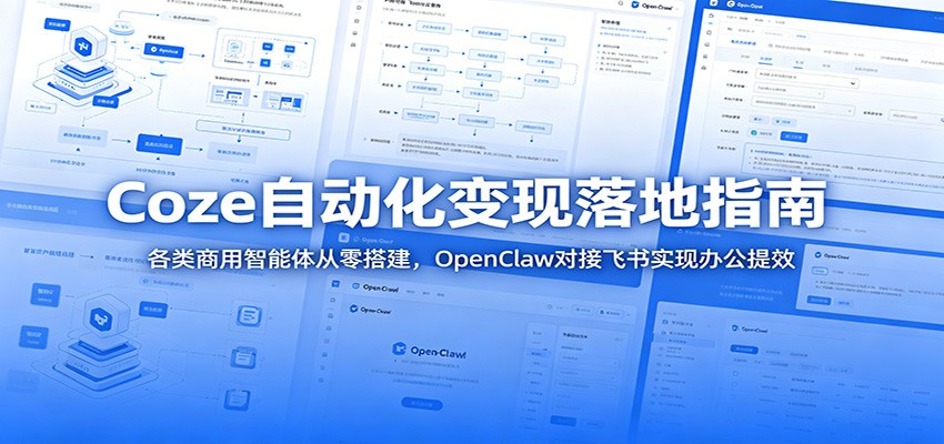 Coze自动化变现落地指南：各类商用智能体从零搭建，OpenClaw对接飞书实现办公提效-蓝海云网创