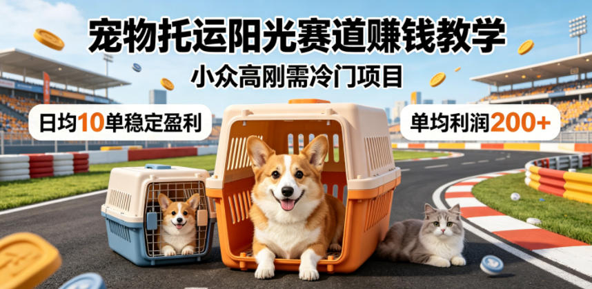 宠物托运阳光赛道賺钱教学，小众高刚需冷门项目，日均10单稳定盈利，单均利润200+-蓝海云网创