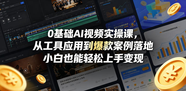 0基础AI视频实操课，从工具应用到爆款案例落地，小白也能轻松上手变现-蓝海云网创
