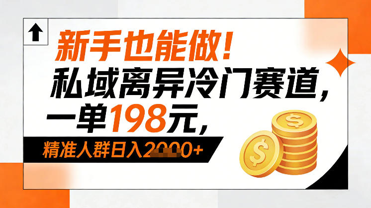 新手也能做！私域离异冷门赛道，一单198，精准人群日入1k+-蓝海云网创