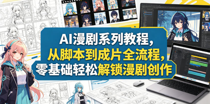 AI漫剧系列教程，从脚本到成片全流程，零基础轻松解锁漫剧创作-蓝海云网创