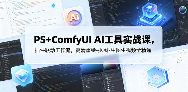 PS+ComfyUI AI工具实战课，插件联动工作流，高清重绘-抠图-生图生视频全精通-蓝海云网创