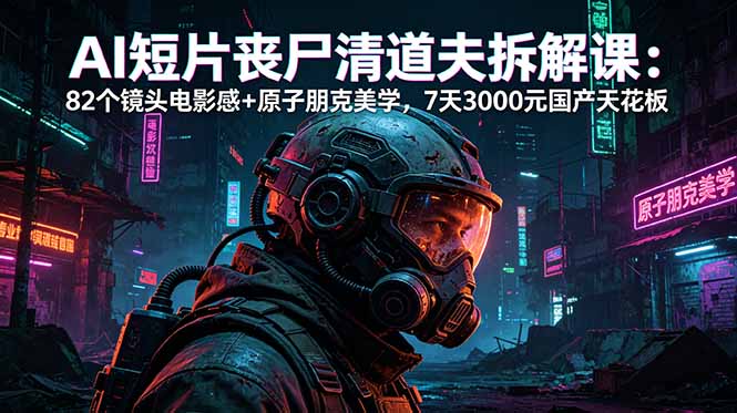 AI短片《丧尸清道夫》拆解课：82个镜头电影感+原子朋克美学，7天3000元国产天花板-蓝海云网创