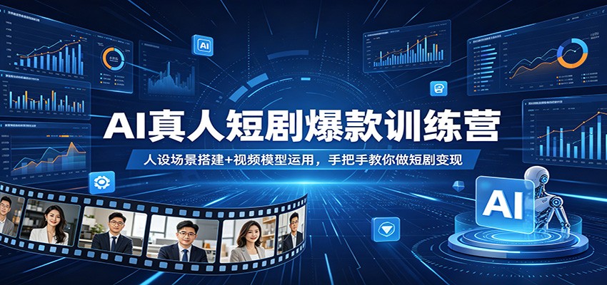 AI真人短剧爆款训练营：人设场景搭建+视频模型运用，手把手教你做短剧变现-蓝海云网创