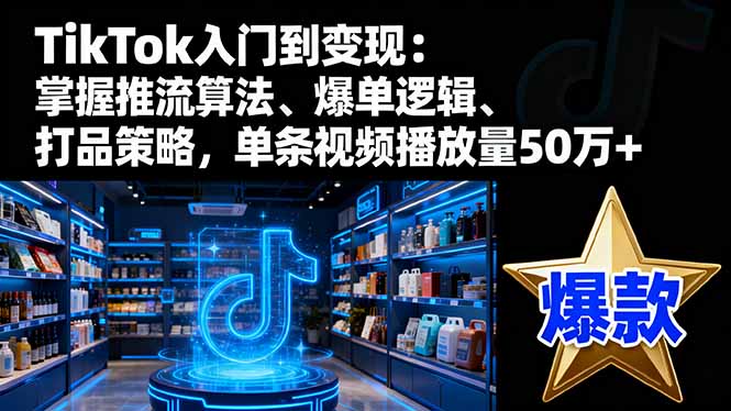 TikTok入门到变现：掌握推流算法、爆单逻辑、打品策略，单条视频播放量50w-蓝海云网创