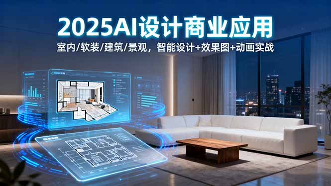 2025AI设计商业应用:室内/软装/建筑/景观,智能设计+效果图+动画实战-蓝海云网创