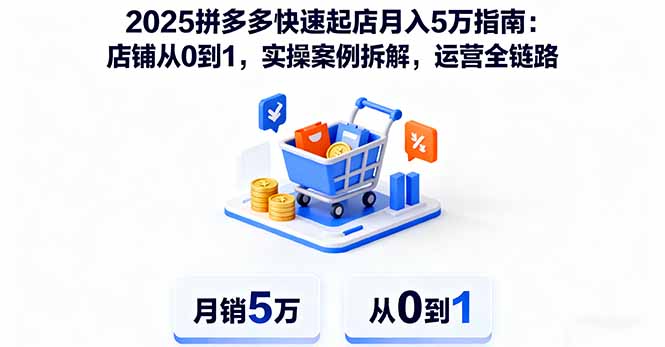 2025拼多多快速起店月入5万指南：店铺从0到1，实操案例拆解，运营全链路-蓝海云网创